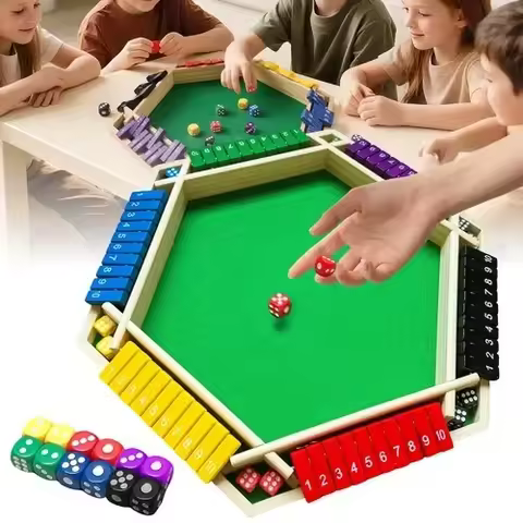 Sechsseitiges Würfelspiel, Holz-Würfelbrettspiel „Shut The Box“, 6 Spieler, Familien-Mathe-Würfelspielzeug für Bar-Partys, interaktives Tischspiel für Eltern und Kinder