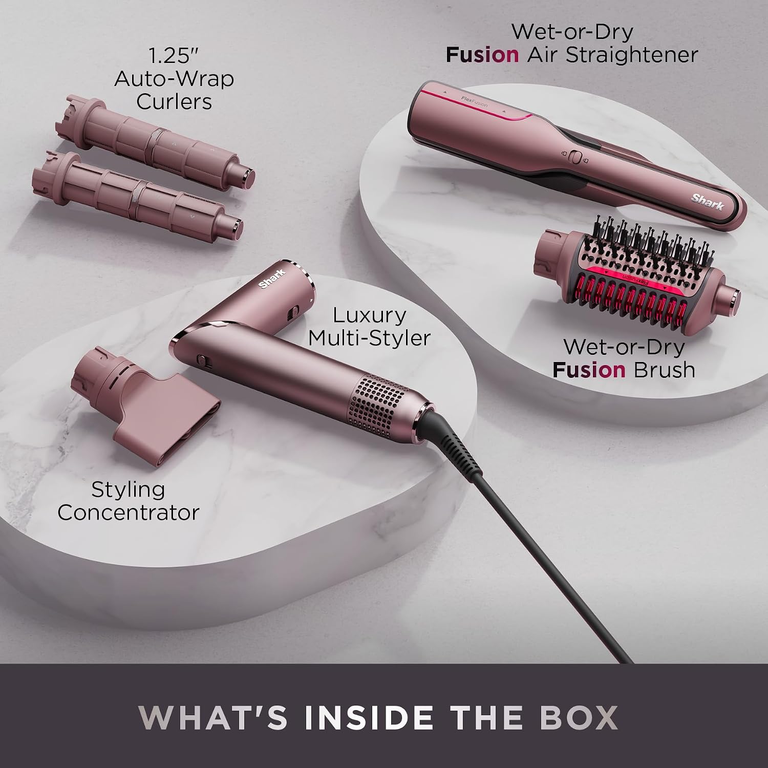 Shark FlexFusion Ceramic Air Styler, Straightener+Curler, Blush, HD641S — 3