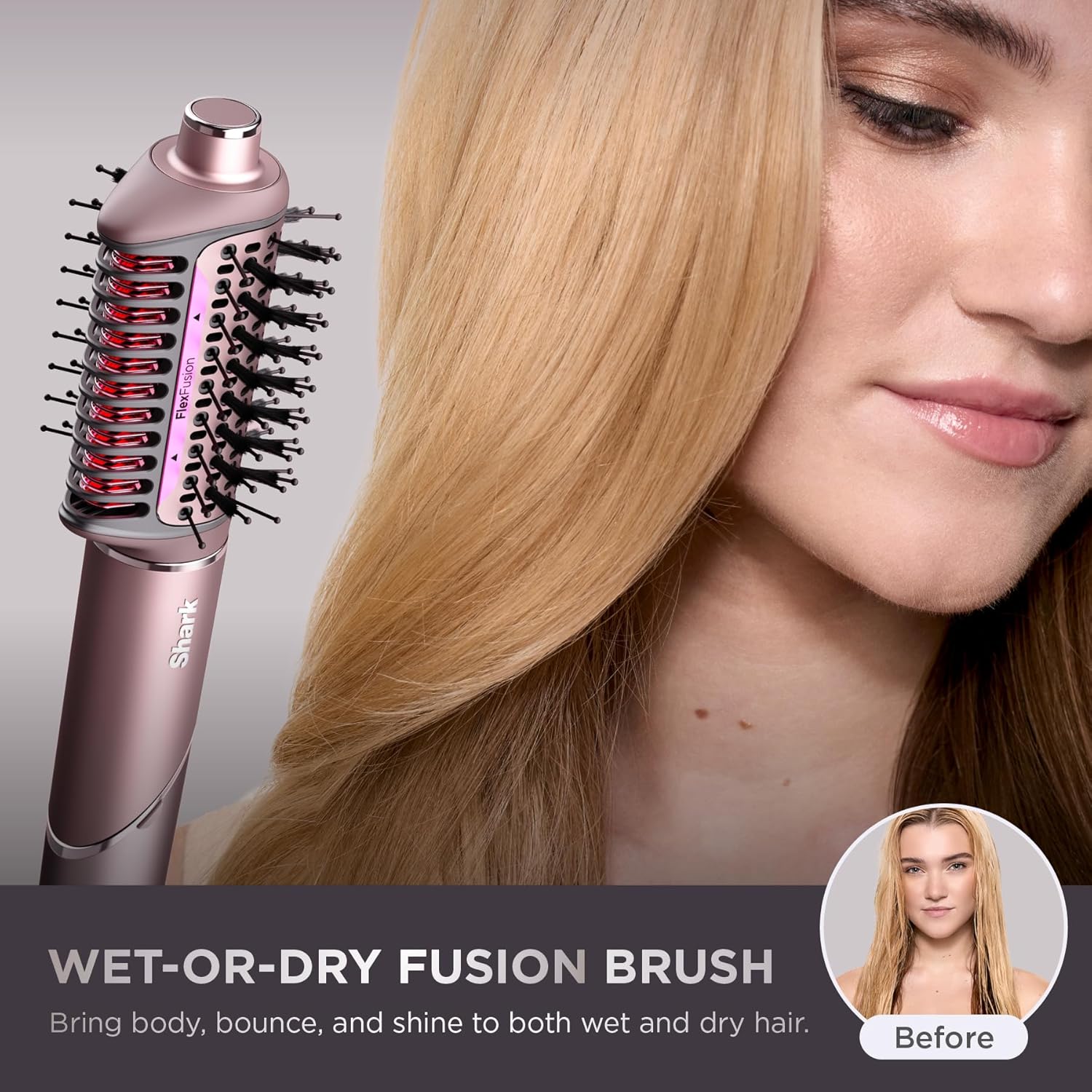 Shark FlexFusion Ceramic Air Styler, Straightener+Curler, Blush, HD641S — 6