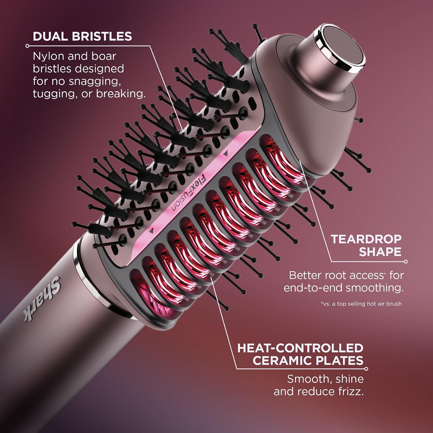 Shark FlexFusion Ceramic Air Styler, Straightener+Curler, Blush, HD641S — 7
