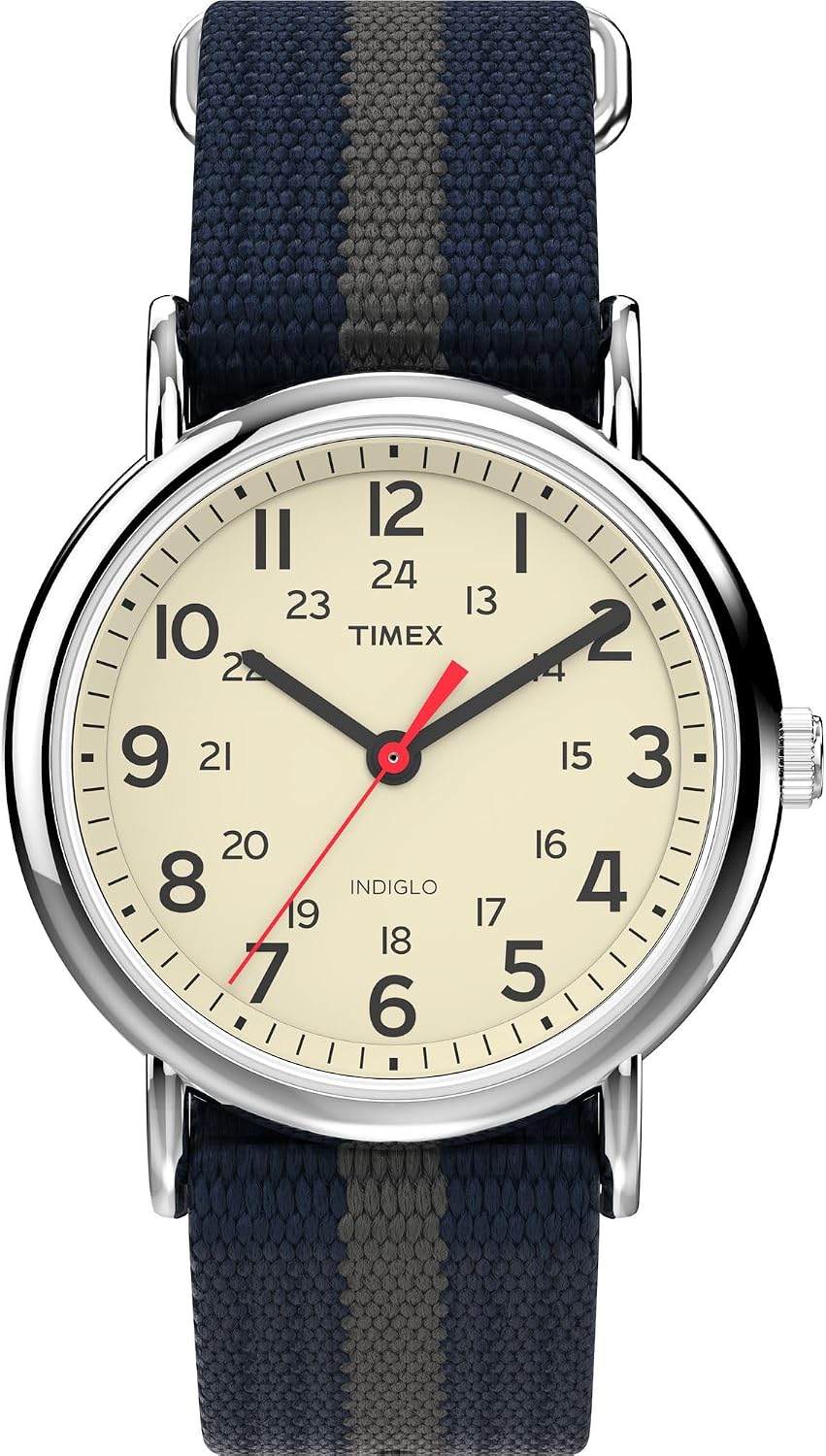 Timex Weekender 38mm Unisex Analog Watch | INDIGLO Backlight | Adjustable Durable Nylon Fabric Slip Through Strap | 24 Hour Time — 8
