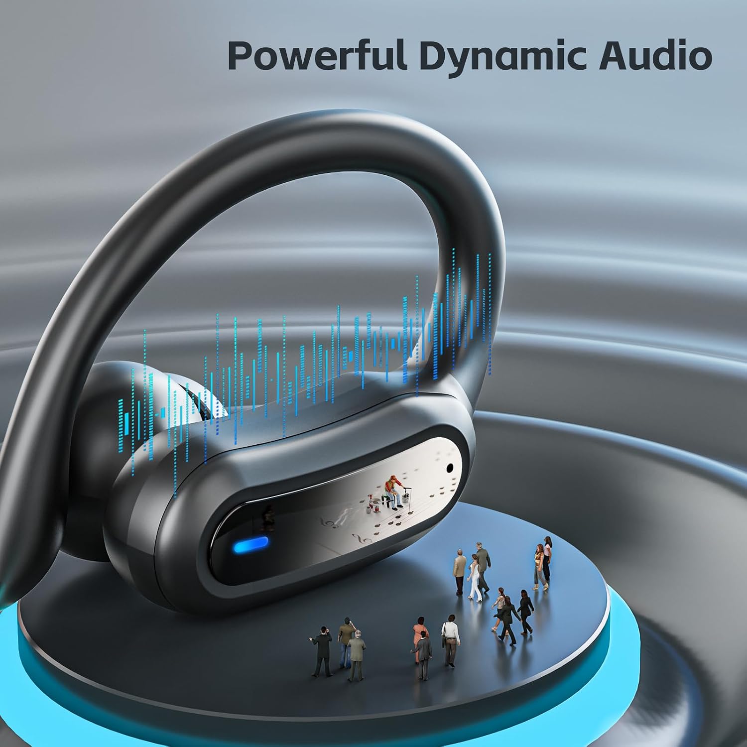 TRAUSI Wireless Bluetooth 5.4 Headphones, Fast Charging Stereo Earphones with Noise Cancelling Mic, IPX7 Waterproof and Comfort Fit Ear Buds for Fitness, Workouts (Black) — image 2