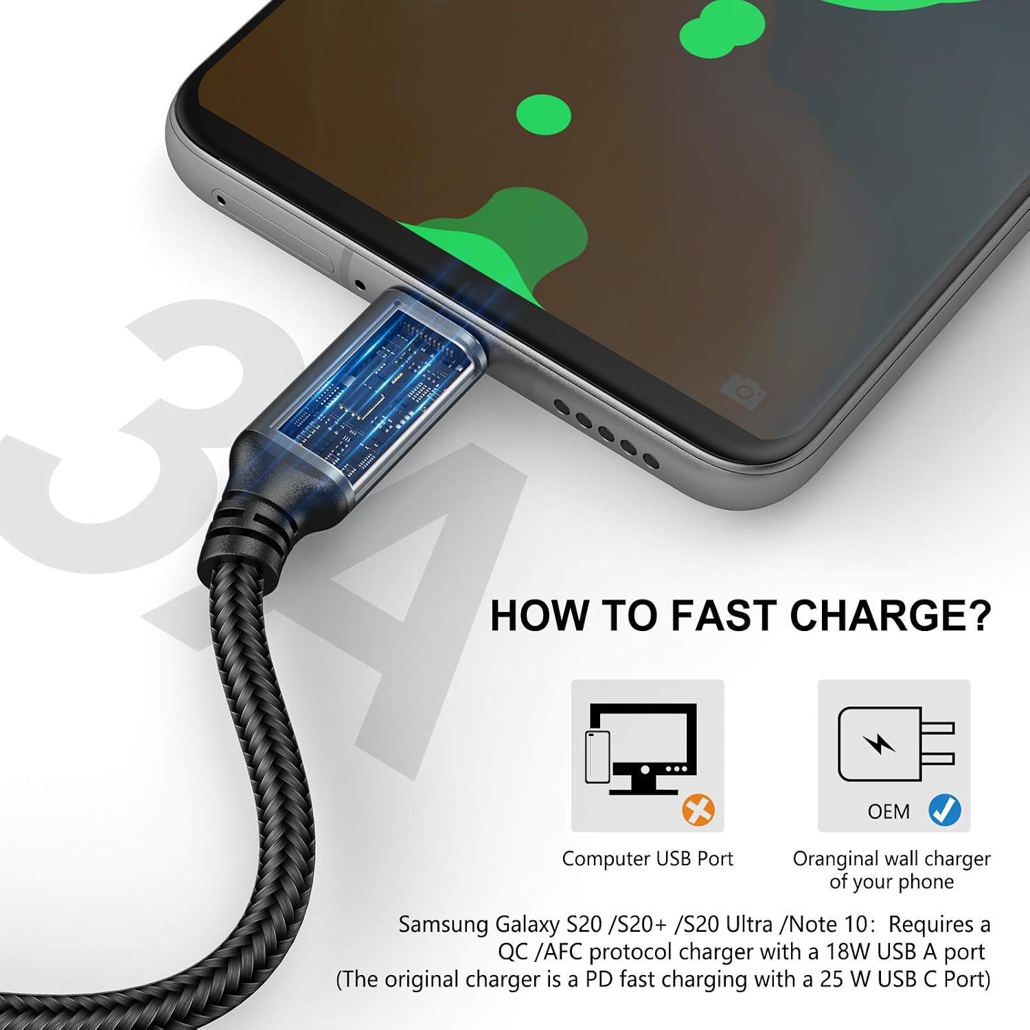 USB C Cable 5 Pack 6FT, USB A to Type C Fast Charger Cord — image 3