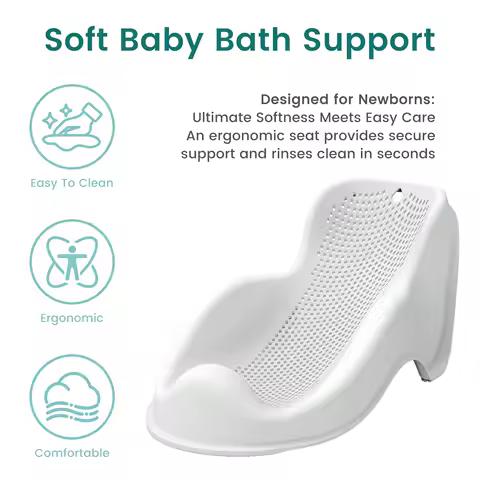 Weiche Baby-Badewannenstütze für Neugeborene - Ergonomischer, Leicht zu Reinigender & Komfortabler Rutschfester Säuglings-Badesitz mit Schnelltrocknendem Design