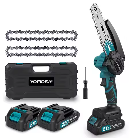 YOFIDRA 6 Zoll 30000RPM Elektrische Kettensäge Tragbare Kettensäge Garten-Holzbearbeitungs-Schneidewerkzeug für Makita 21V Akku